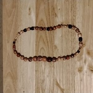 Handcrafted Beaded Necklace - Brown and Black